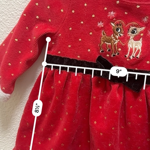 4/$20 Baby girl Rudolph the Red Nose Reindeer Christmas dress - Picture 7 of 9